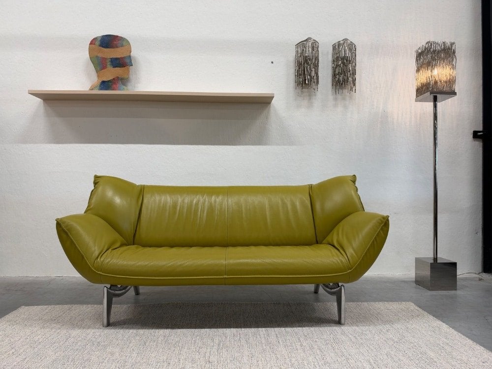 Als nieuw Leolux Tango 3 zits Bank Groen leer design 203, JORI Montis Gelderland Artifort Rolf Benz De Sede, Leolux, Info@leolux.nl