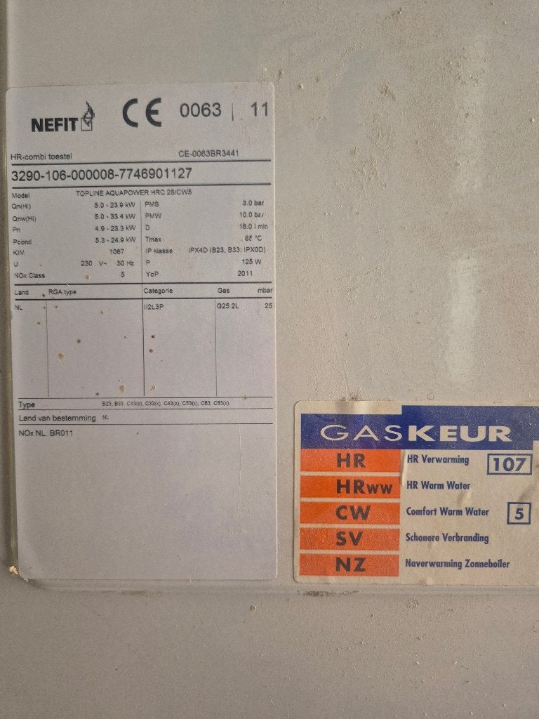 Nefis Topline Combi-CV ketel, Ophalen, Gebruikt, 100 liter of meer, Geiser