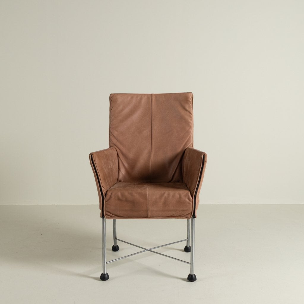 Montis Chaplin Stoel Camel Leer - Aluminium (Op Doppen), Niet ingevuld, Gebruikt, Niet ingevuld, Niet ingevuld