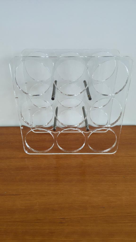 Acryl plexiglas wijnrek, vintage, Kunststof, Gebruikt, 5 tot 15 flessen, Ophalen of Verzenden
