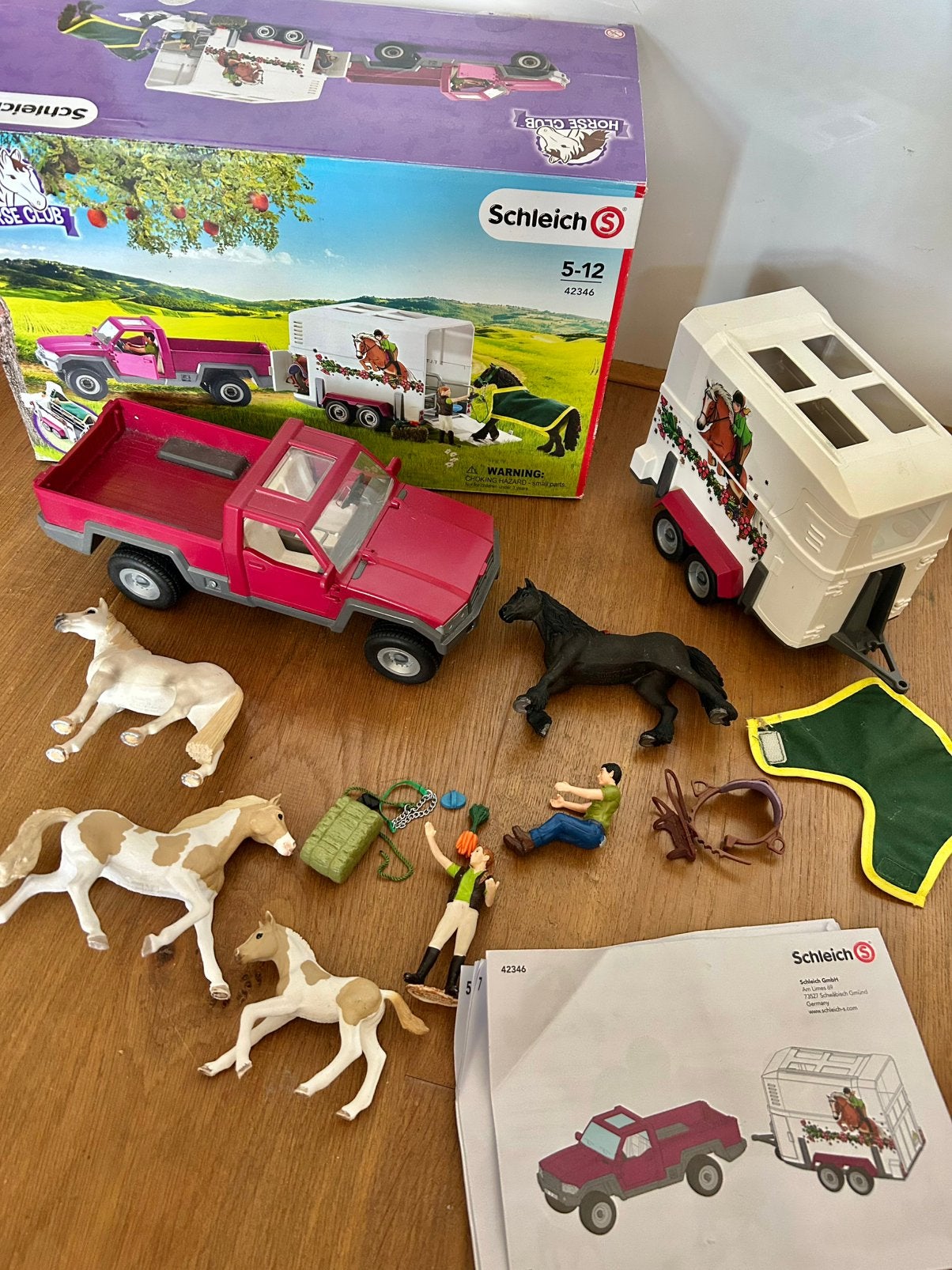 Schleich auto paardentrailer extra paarden veulen, Ophalen of Verzenden, Zo goed als nieuw