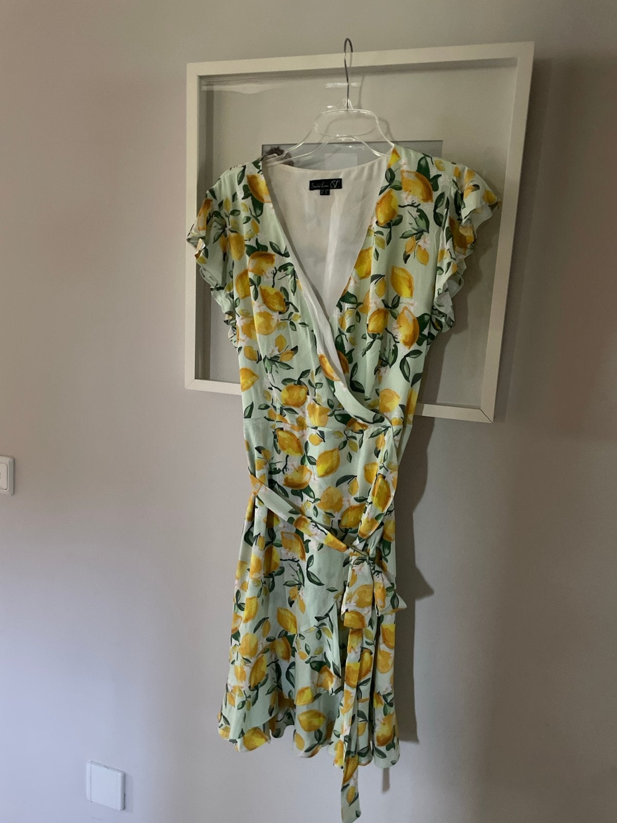 Zomerse wikkeljurk met citroenprint, Maat 38/40 (M), Geel, Ophalen of Verzenden, Zo goed als nieuw