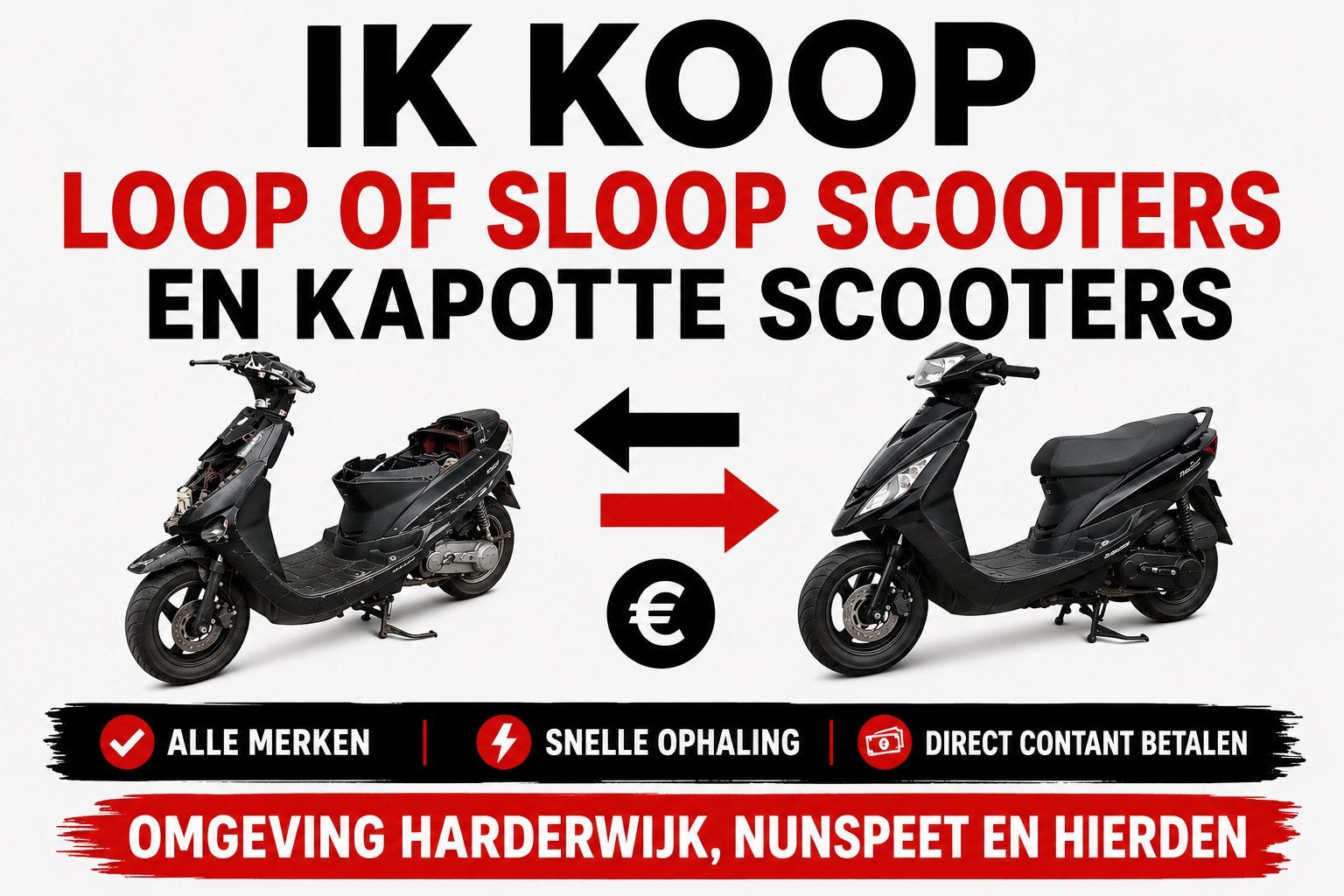 Loop of sloop scooter Inkoop, Ophalen, Zo goed als nieuw, Benzine