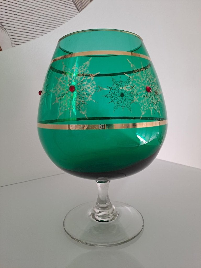 Vintage Boheems glazen bokaal 22 cm hoog, Antiek en Kunst, Ophalen of Verzenden