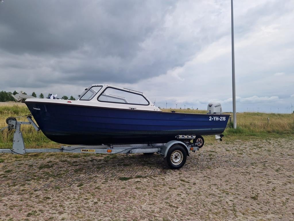 Rana 17 met getunede Honda 50pk en Pega trailer, Ophalen, Gebruikt, Motor en Techniek
