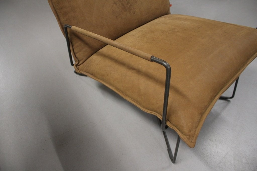 2 x luxe fauteuil EARL Jess design metaal leer armleuningen, Huis en Inrichting, Fauteuils, Ophalen, 75 tot 100 cm, Zo goed als nieuw