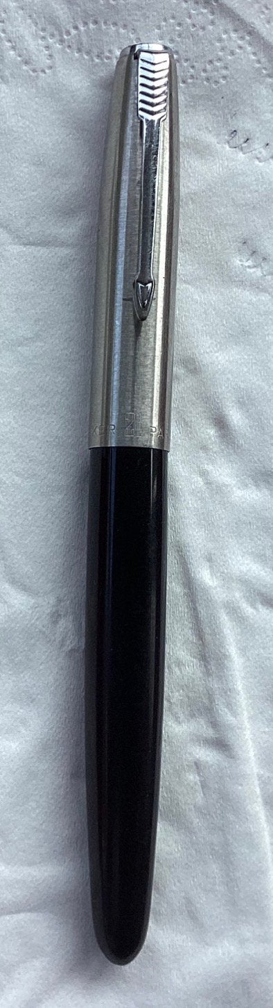 Mooie oude 1950 -1960 Parker 21 vulpen,USA,zwart met chrome, Ophalen, Gebruikt, Vulpen, Parker