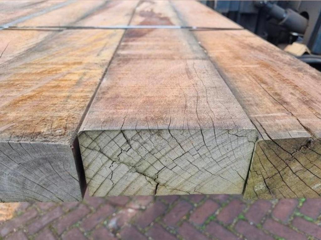 7 Hardhouten balken 8.0x16.0 cm / 3.05 meter lang nr: HB43, Tuin en Terras, Palen, Balken en Planken, Ophalen, 250 cm of meer
