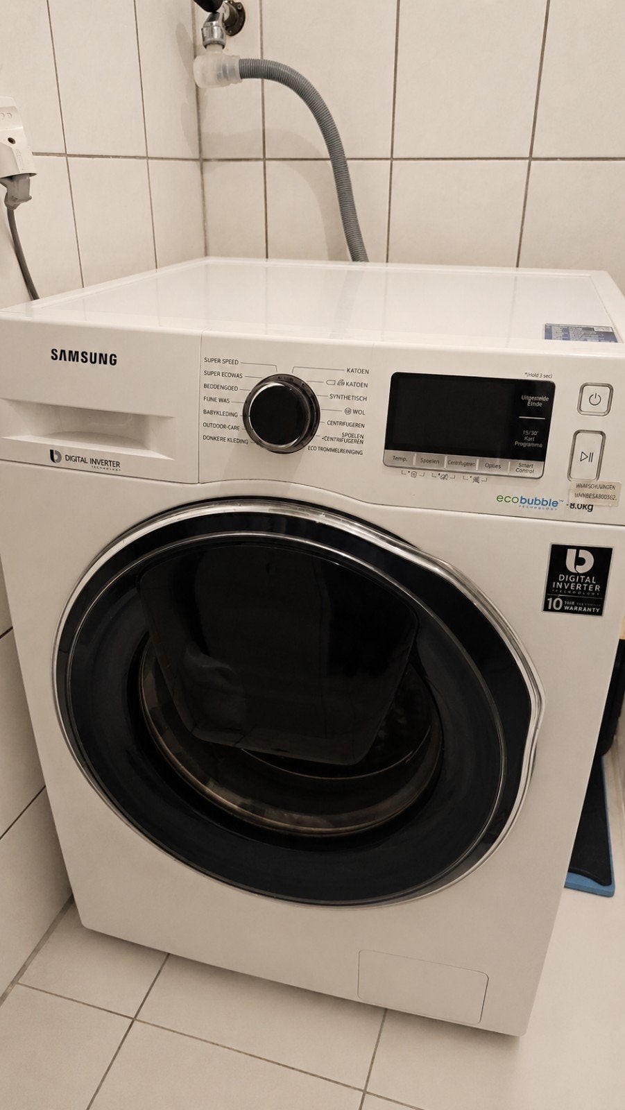 Samsung EcoBubble 8.0kg Wasmachine - Defect, Ophalen, 1200 tot 1600 toeren, 8 tot 10 kg, Voorlader