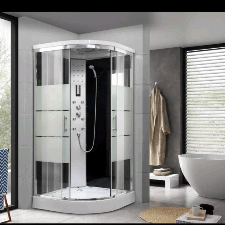 Douchecabine halfrond met schuifdeur en massagejets, Huis en Inrichting, Ophalen, Nieuw, Met douche
