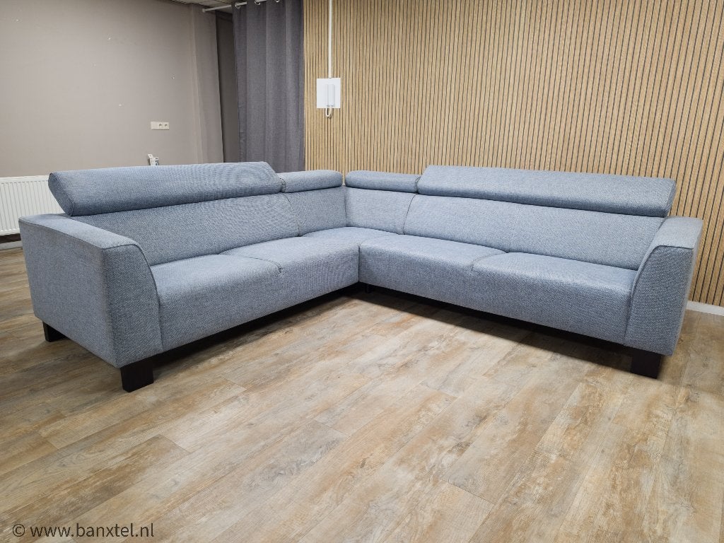 Prachtig Licht Blauwe Gemeleerd Hoekbank - TOPSTAAT !!!!, Info@banxtel.nl, Hoekbank, Hoekbank, Ophalen of Verzenden