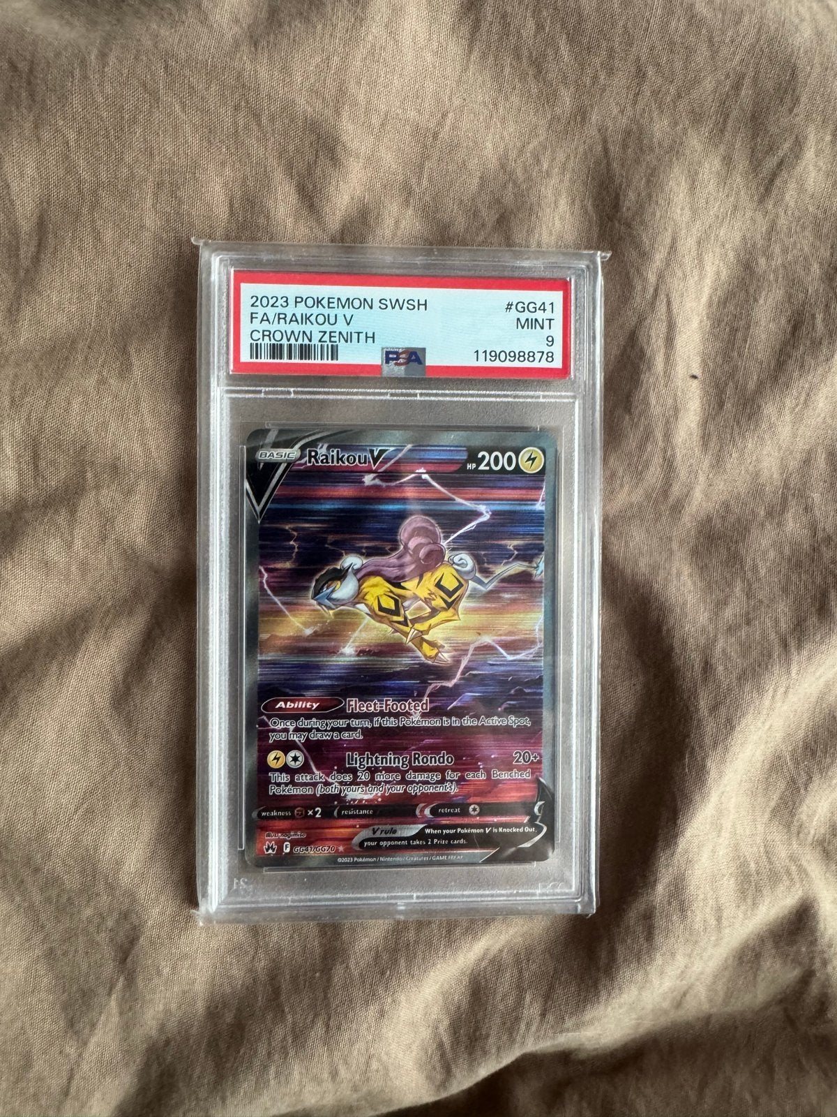 Raikou VSTAR PSA 9 - Pokémon Crown Zenith GG41, Ophalen of Verzenden, Zo goed als nieuw, Losse kaart