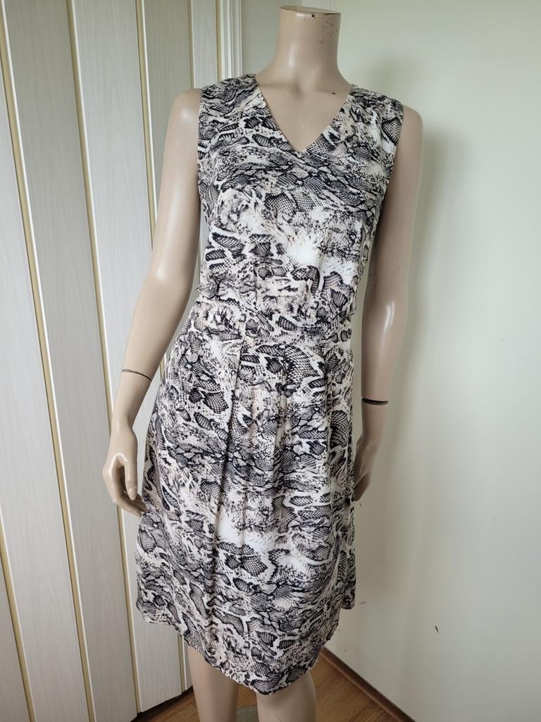 Eva Claudi zomer jurk print grijs/beige maat M/38, Kleding | Dames, Maat 38/40 (M), Eva & Claudi, Ophalen of Verzenden, Zo goed als nieuw