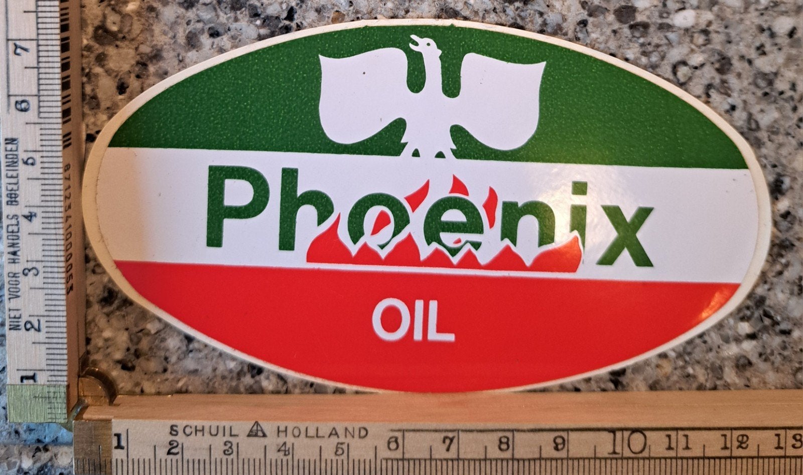 Vintage sticker Phoenix oil merk logo autosticker, Ophalen of Verzenden, Zo goed als nieuw