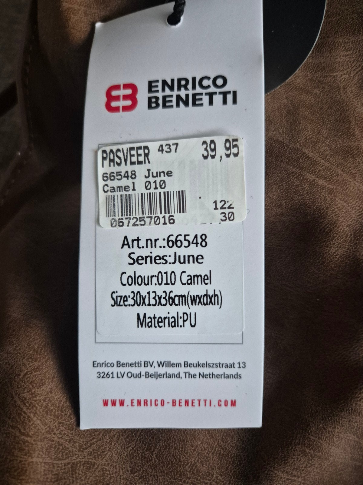 Enrico Benetti Schoudertas Camel - Nieuw met label, Ophalen of Verzenden, Nieuw, Bruin, Schoudertasje