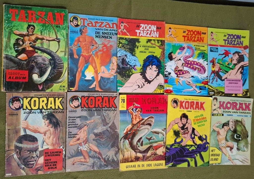 Tarzan (2x) en Korak de zoon van Tarzan (8x) totaal=10 stuks, Meerdere stripboeken, Ophalen of Verzenden, Gelezen