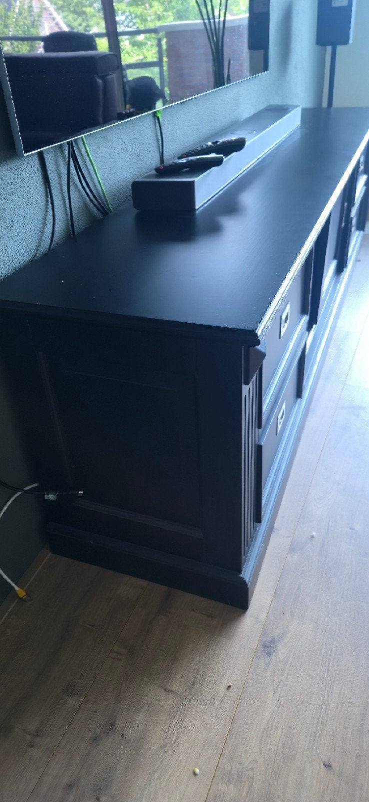 Zwart TV-meubel en dressoir kast Feline, Huis en Inrichting, Ophalen, Modern klassiek, Zo goed als nieuw, 200 cm of meer