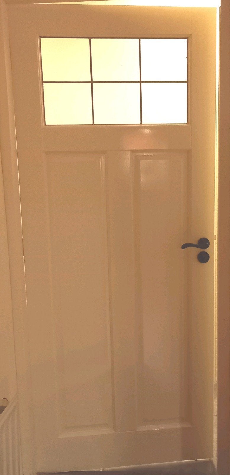 Klassieke panelen binnendeur met glas in lood, Gebruikt, 80 tot 100 cm, Binnendeur, Ophalen of Verzenden