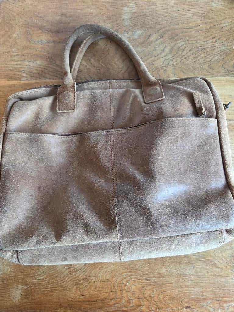 DSTRCT Leren Laptoptas / Aktetas - Bruin Suède, Ophalen of Verzenden, Zo goed als nieuw, Bruin, Handtas