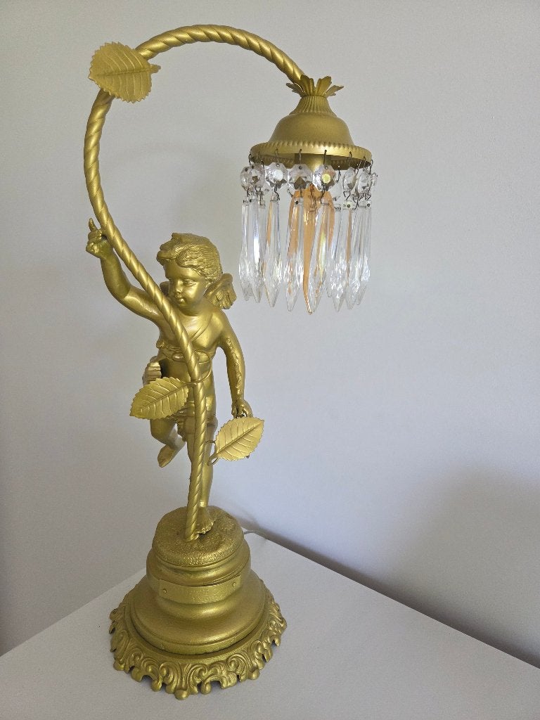 Lamp met glazen pegels, Antiek en Kunst, Antiek | Lampen, Ophalen of Verzenden