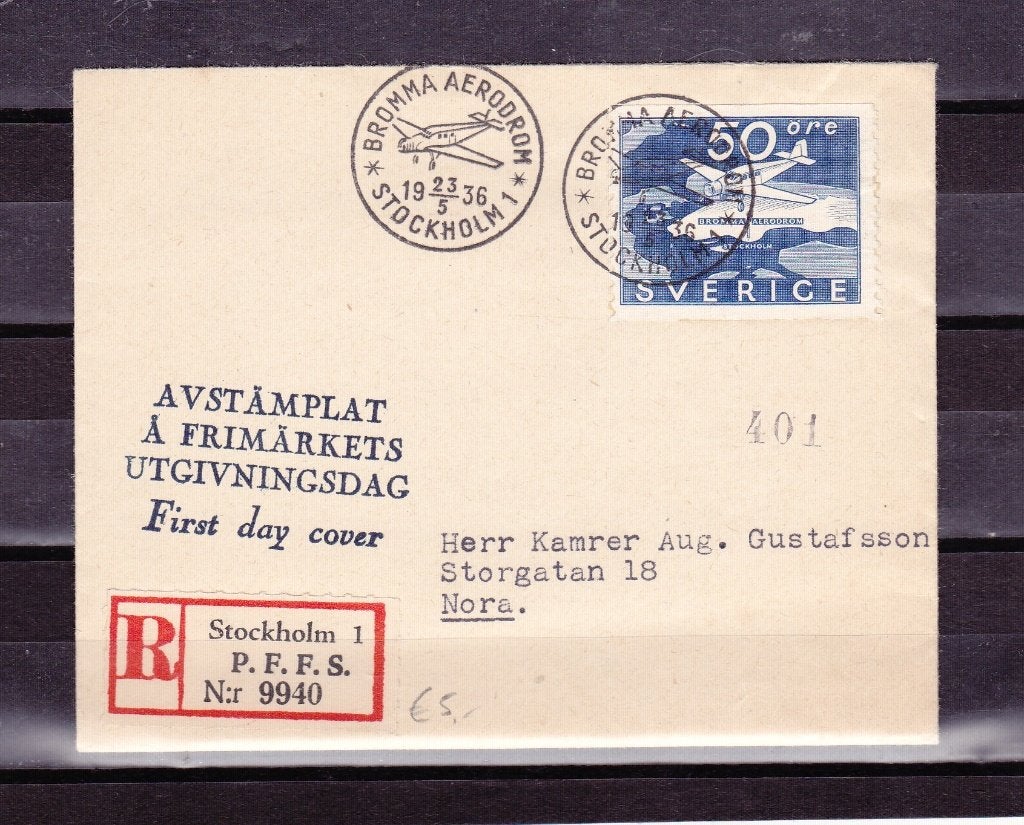 brief 1e dag Zweden 1936, Ophalen of Verzenden, Brief