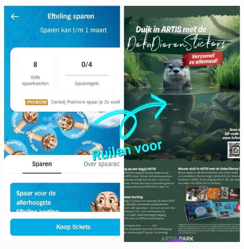 Efteling zegels ruilen voor Artis zegels, Ophalen of Verzenden, Nieuw