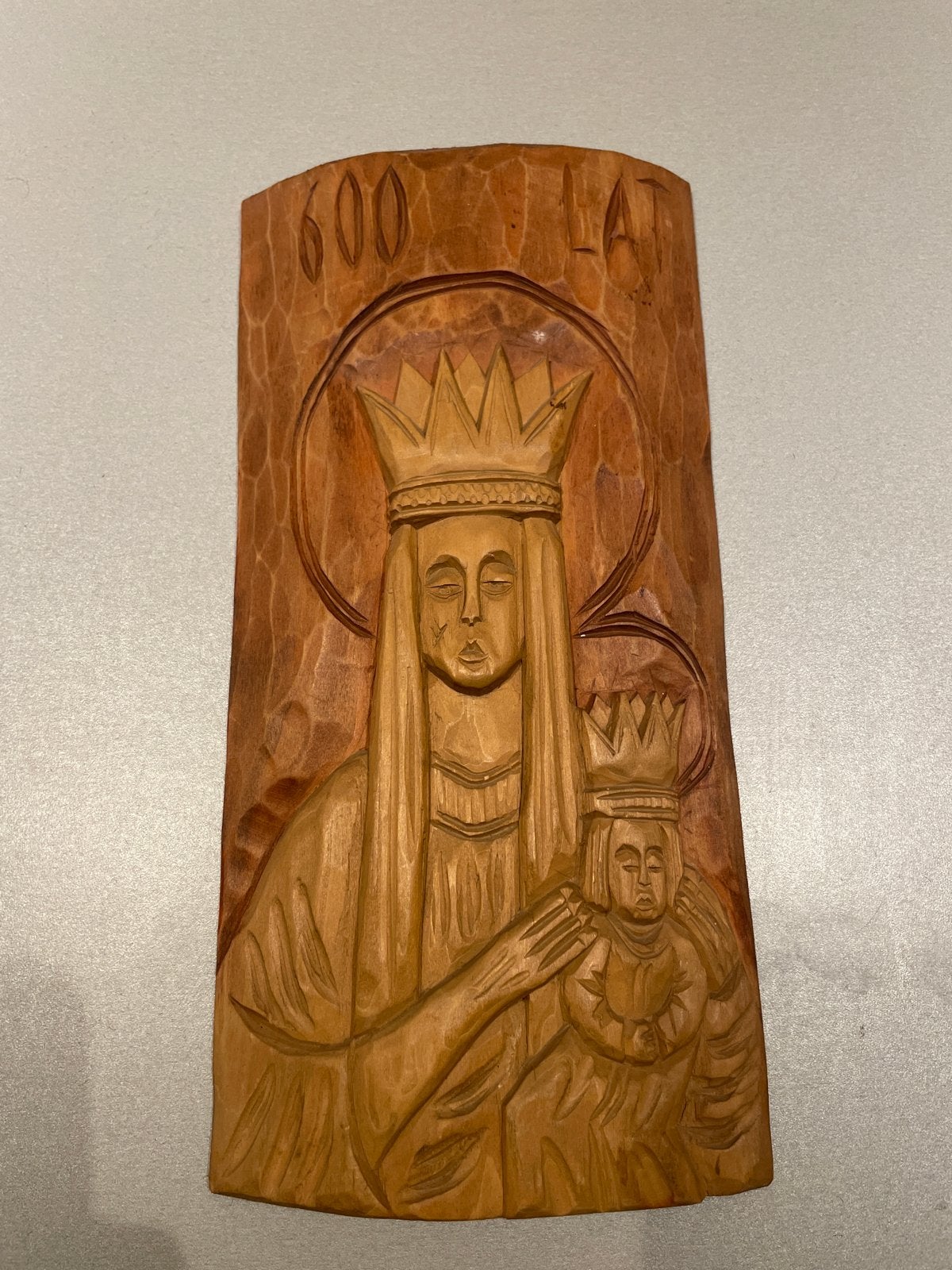 Houten wanddecoratie Maria met kind, 600 Lat, Antiek en Kunst, Ophalen, Handgemaakt, Wanddecoratie, 20 - 50 cm