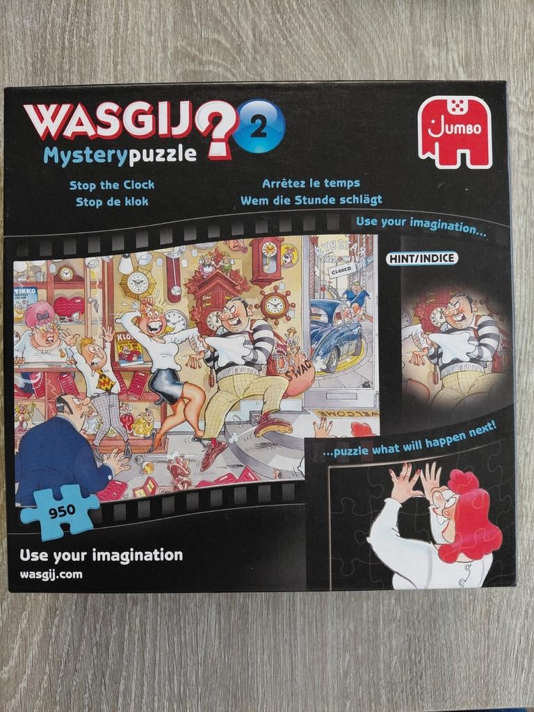Wasgij Mystery 2: Stop de klok - 950 stukjes, Ophalen of Verzenden, 500 t/m 1500 stukjes, Zo goed als nieuw