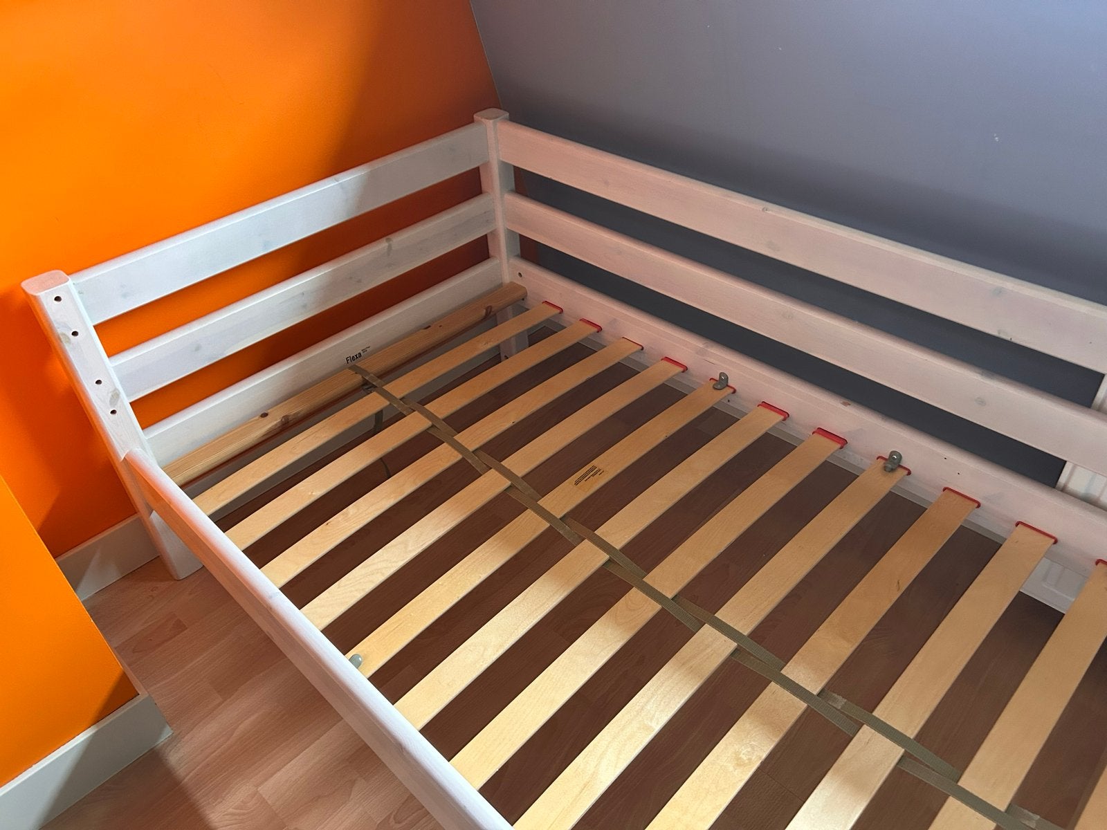 Flexa Eenpersoonsbed met Lattenbodem - Wit Hout, Ophalen, Gebruikt, 90 cm, Eenpersoons