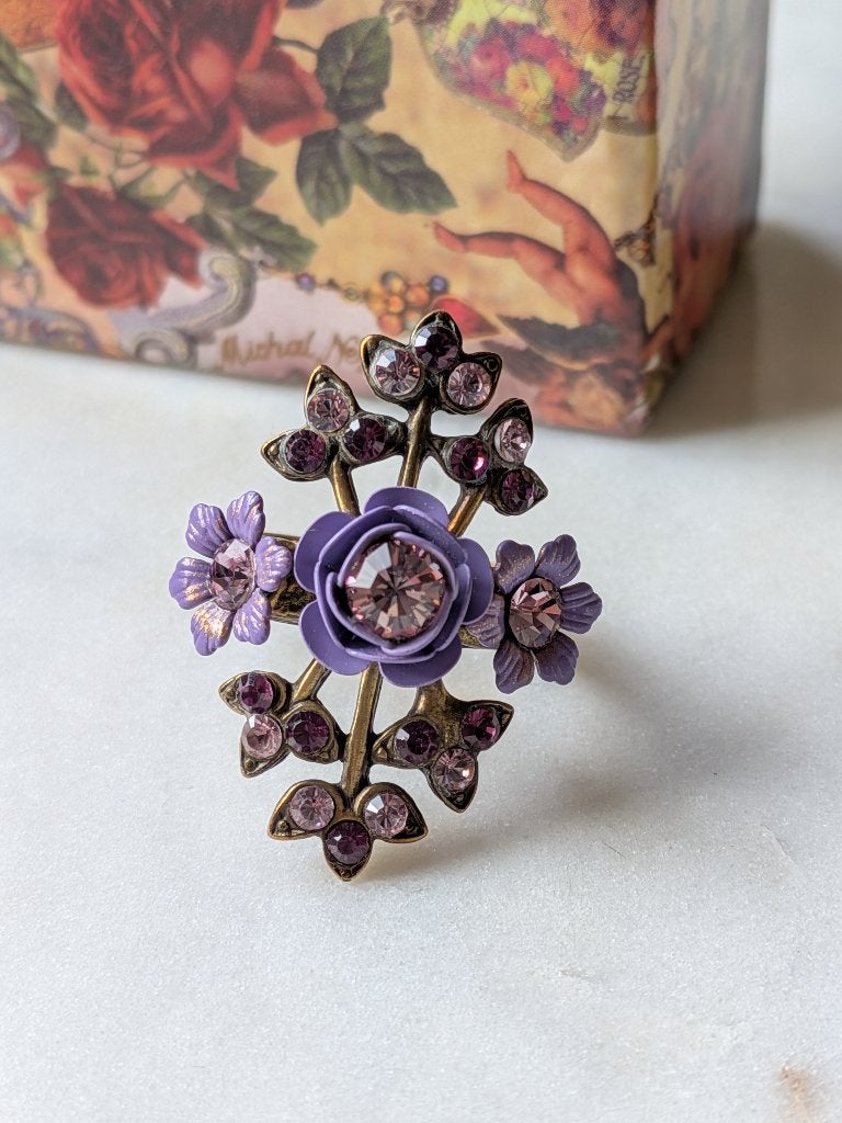 Vintage Michal Negrin gesigneerde verstelbare ring roos, Ophalen of Verzenden, Koper, Ring
