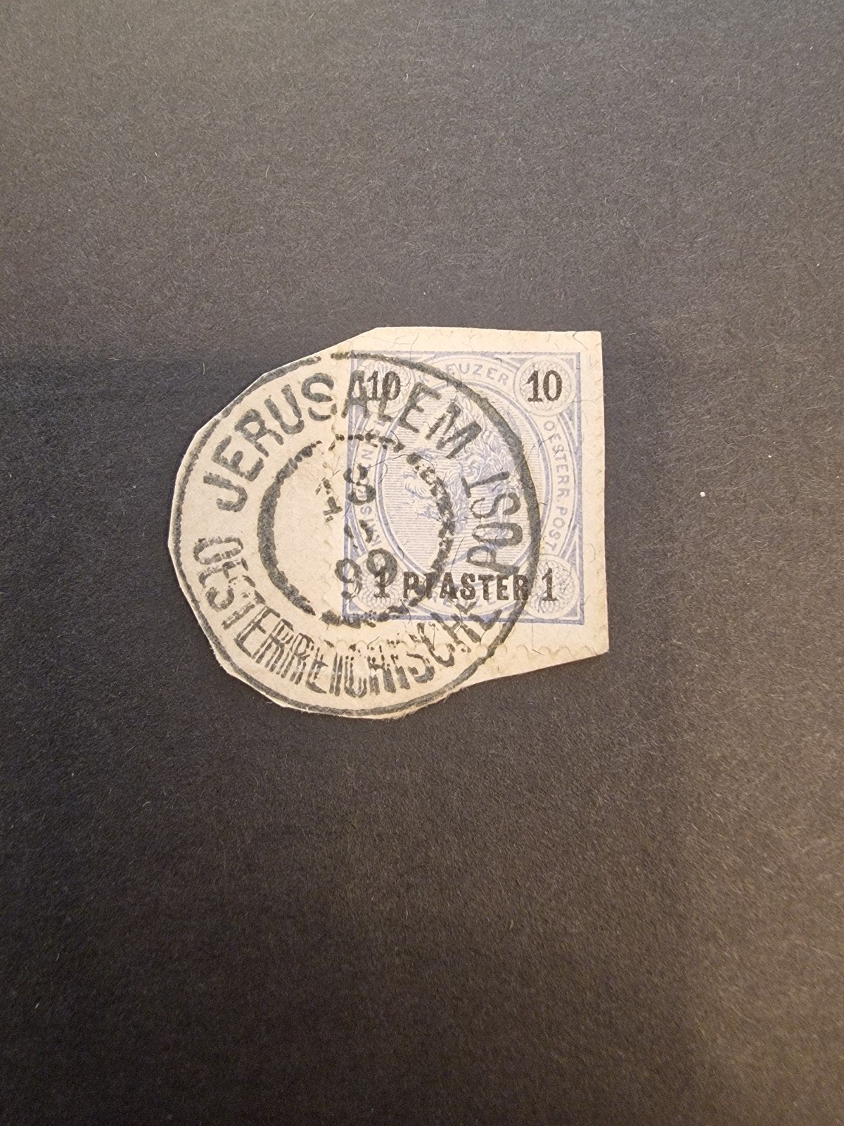Oostenrijkse postzegel gestempeld in Jerusalem, Ophalen of Verzenden, Overige landen