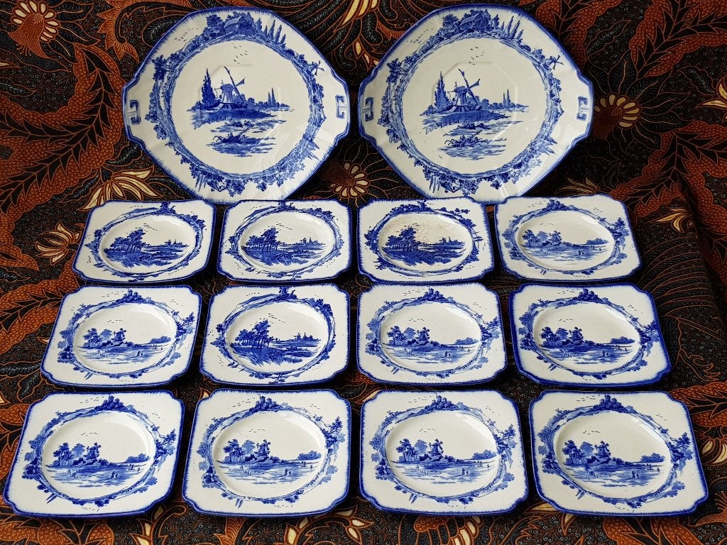 Mooi oud Engels 14 delig gebakservies van Royal Doulton., Ophalen of Verzenden