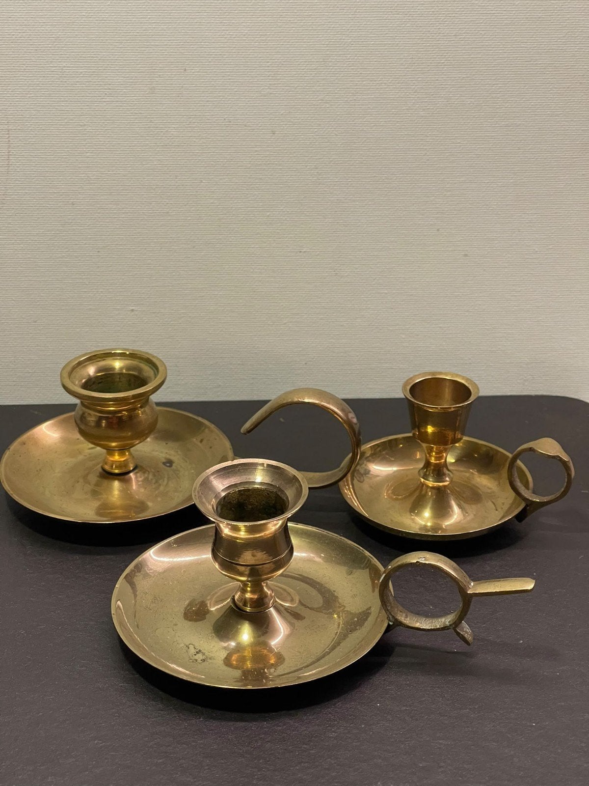 set van 3 koperen blakers, Ophalen of Verzenden, Koper of Brons