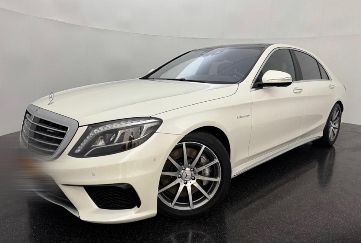 Nette Mercedes S-klasse s63 amg lang vol opties wit parel, Auto's, Mercedes-Benz, Automaat, Leder, Bruin, Vierwielaandrijving