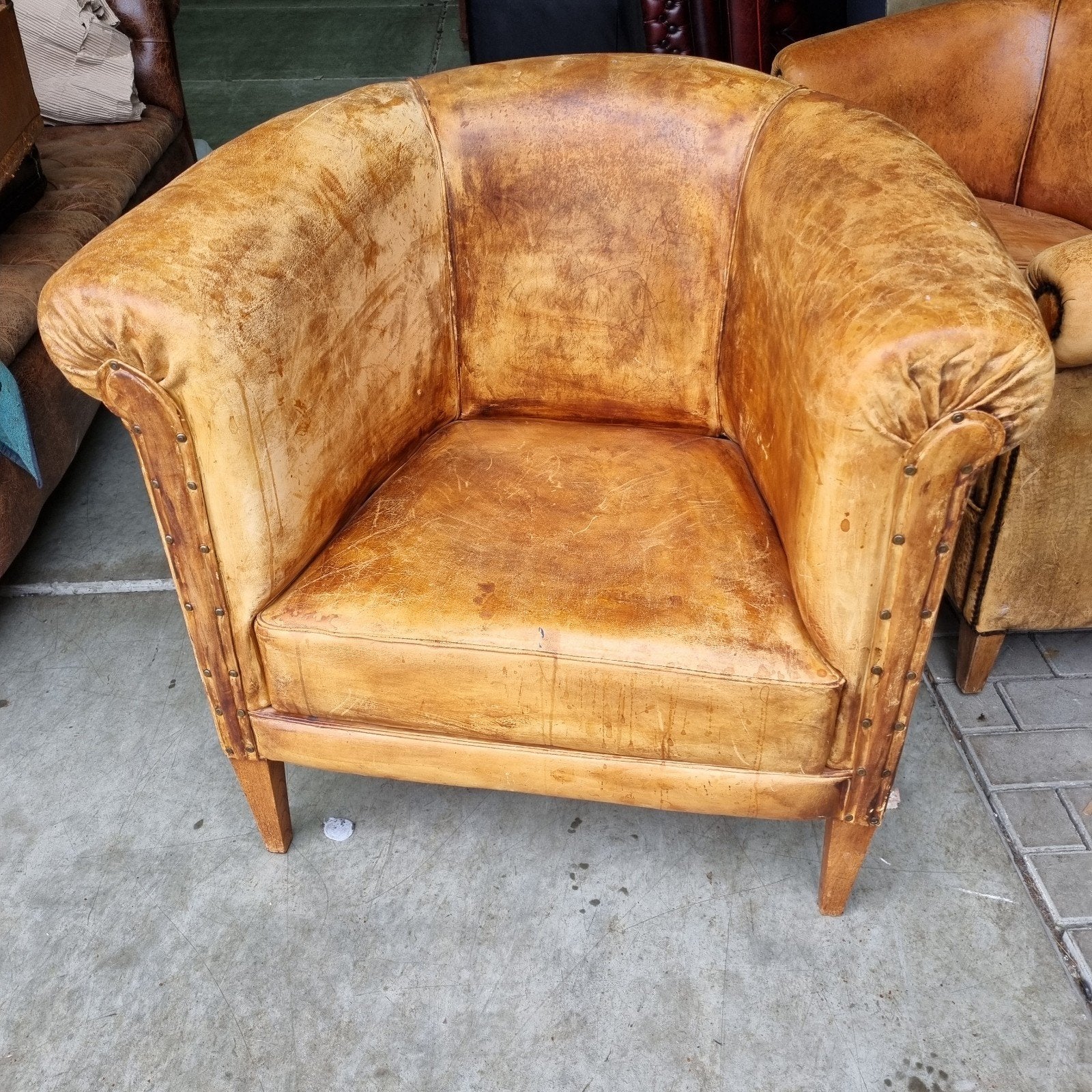 Club fauteuil schapenleer + BEZORGING GRATIS, Gebruikt, ., Ophalen of Verzenden, .