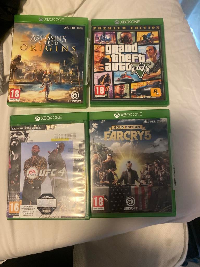 4 Xbox One games: Assassin's Creed, GTA V, UFC 4, Far Cry 5, Avontuur en Actie, Online, Gebruikt, Vanaf 18 jaar