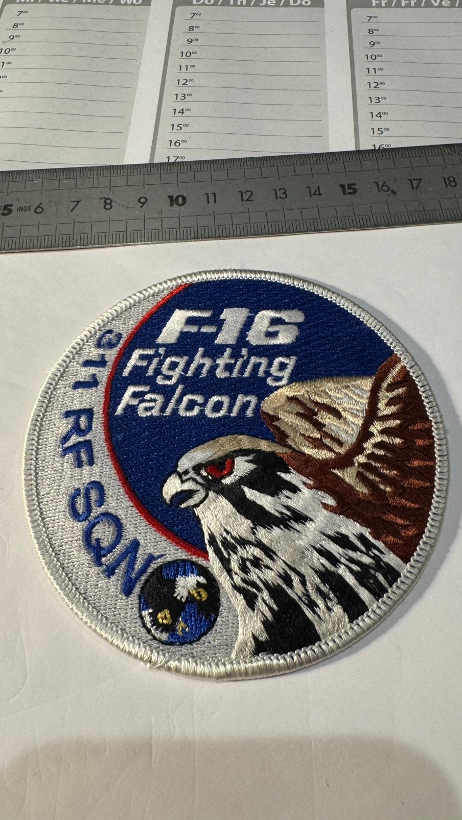 Patch f-16 swirl luchtmacht klu 311 rf squadron volkel, Verzamelen, Ophalen of Verzenden, Zo goed als nieuw, Patch, Badge of Embleem