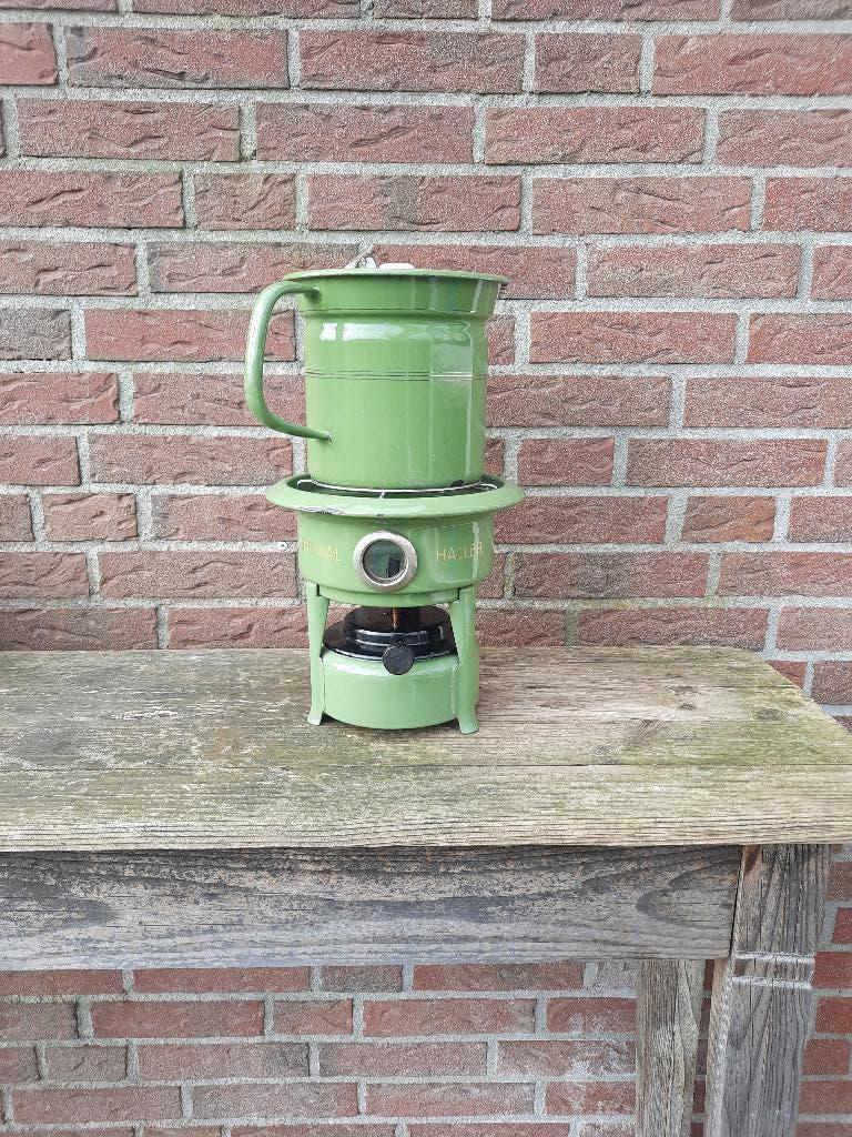emaille petroleumstel Haller met melkkoker, Antiek en Kunst, Ophalen of Verzenden