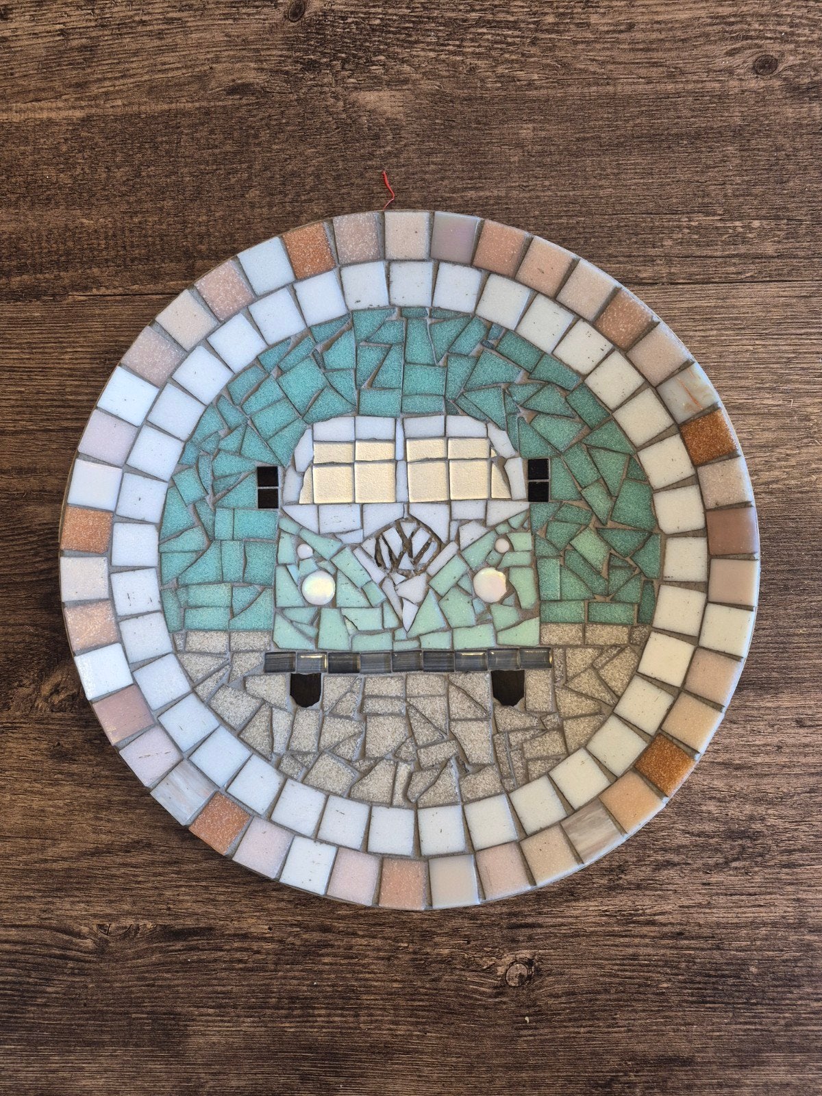 Mozaiek bord met vw hippie bus, Ophalen of Verzenden, Nieuw, Blauw, Glas