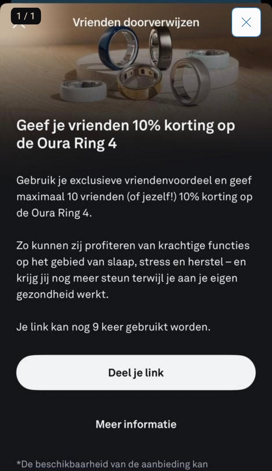 10% korting oura ring, Eén persoon, Kortingsbon