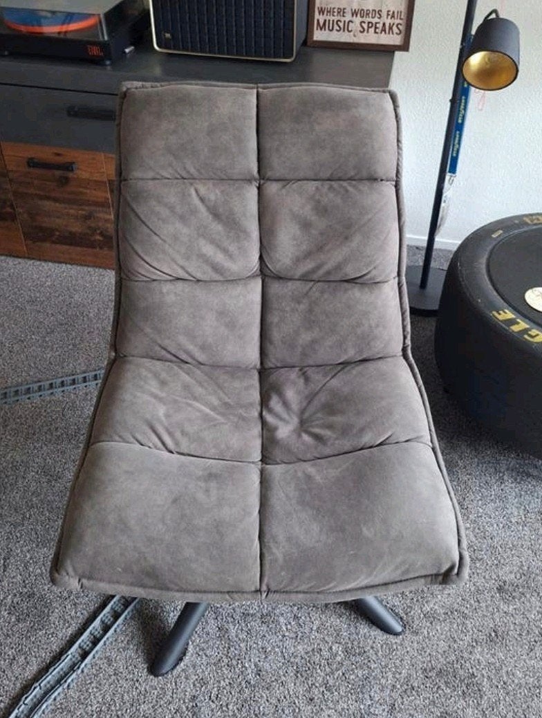 Moderne Grijze Relaxstoel / Lounge Fauteuil – Comfortabele S, Gebruikt, 90 cm, Eenpersoons, Ophalen of Verzenden