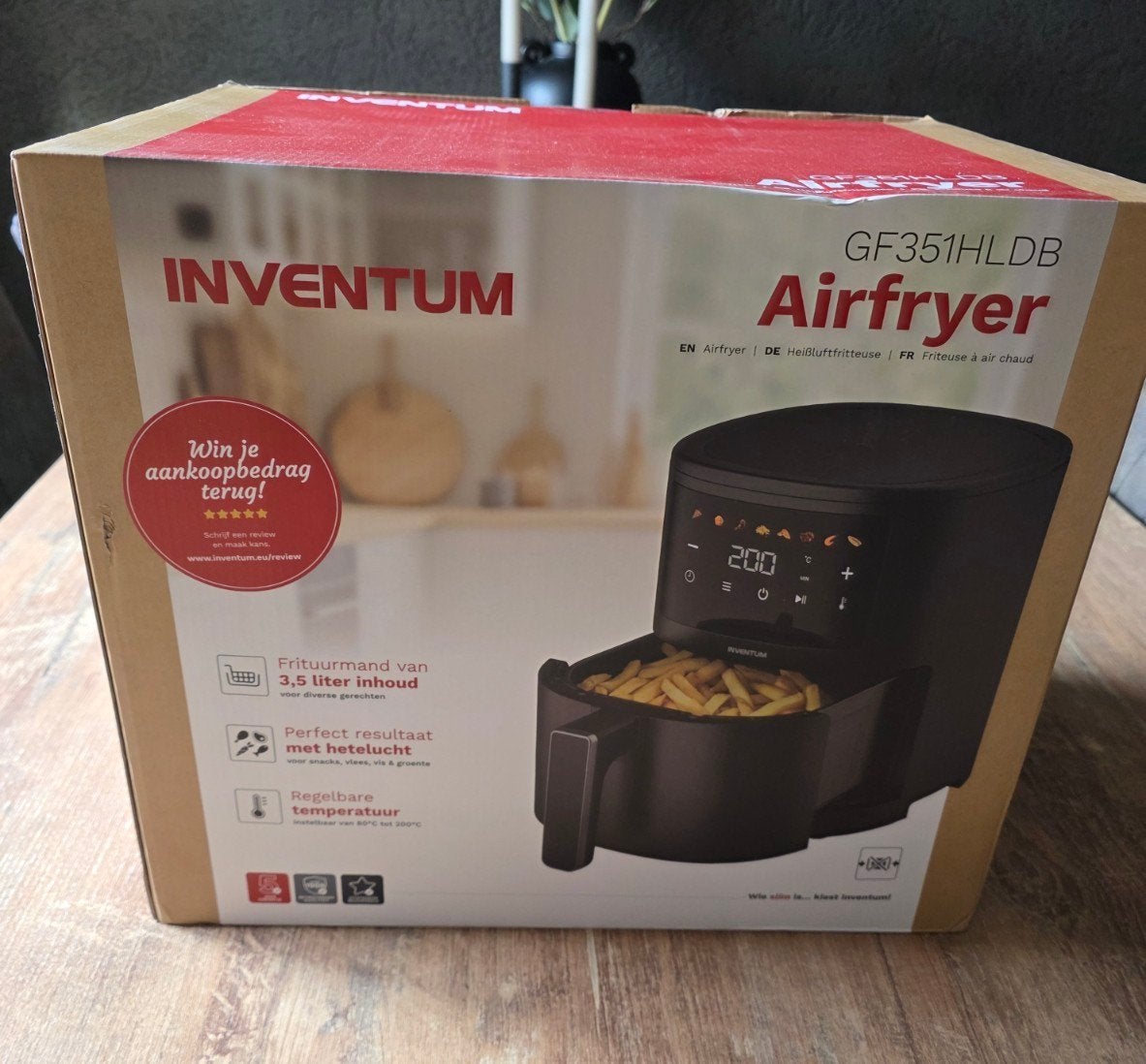 Airfryer Inventum GF351HLDB (Nieuw in doos), Ophalen of Verzenden, Nieuw, Airfryer XL, 750 t/m 999 gram