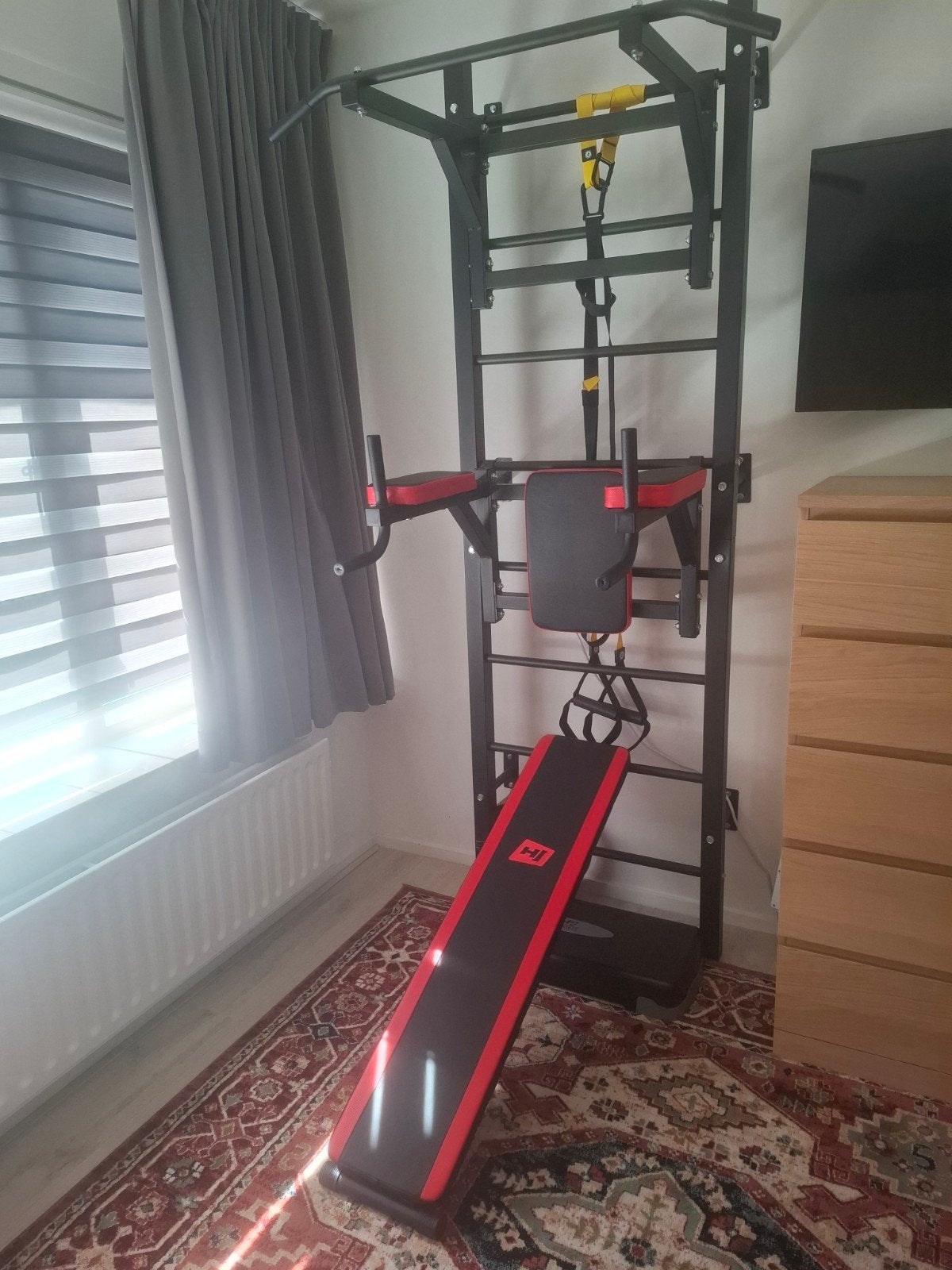 Calisthenics wandrek met fitnessbank en dipstation, Ophalen, Zo goed als nieuw, Benen