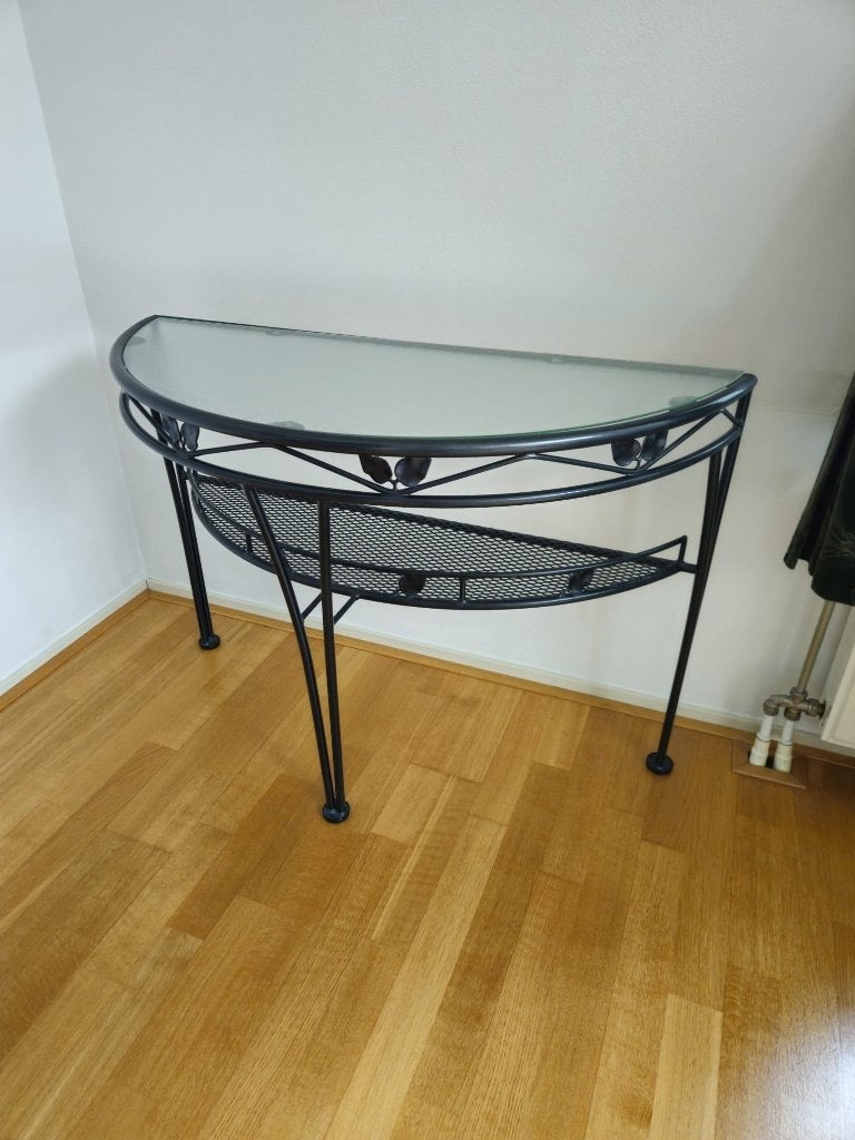 Gietijzeren sidetable, Ophalen, 100 tot 150 cm, Nieuw, Glas