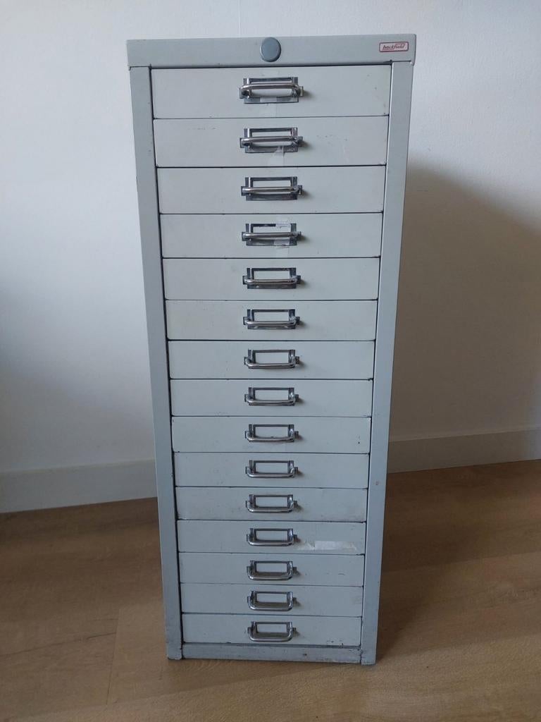 Vintage industriele papierkast ladekast, Ophalen, Huis en Inrichting