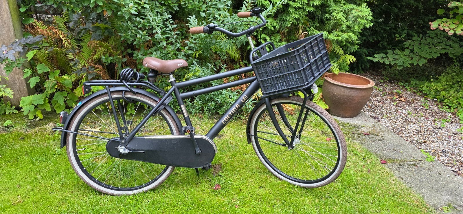 Cortina fiets met voordrager en krat 26 inch, Terugtraprem, Gebruikt, Overige merken, Ophalen