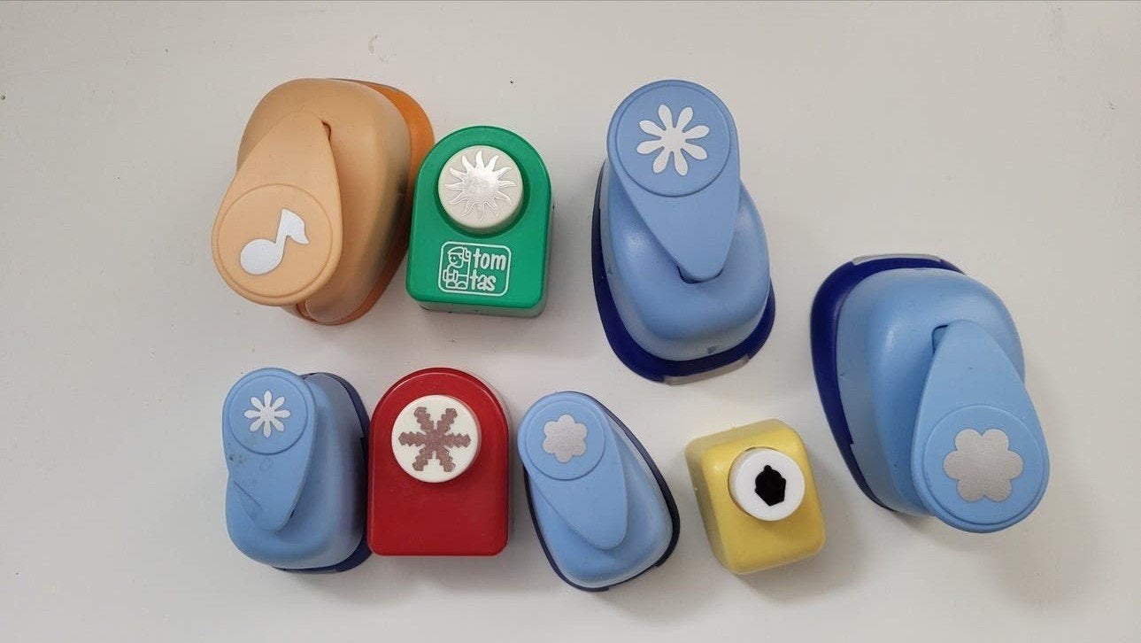 Set van 7 diverse ponsen voor knutselen, Gebruikt, Gereedschap of Toebehoren, Meerkleurig, Kunststof