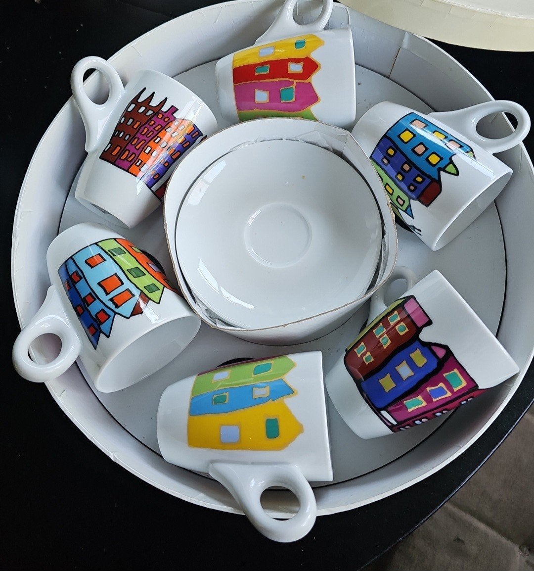 Yong Espresso Kopjes Set - 6 stuks met schotels, Overige merken, Nieuw, Ophalen of Verzenden, Overige stijlen