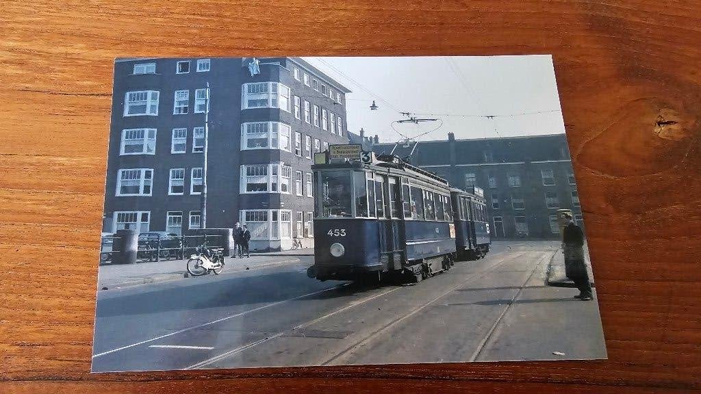 Foto TRAM GVB Amsterdam 453 Marnixplein, Verzamelen, Verzenden, Gebruikt, Tram, Overige typen