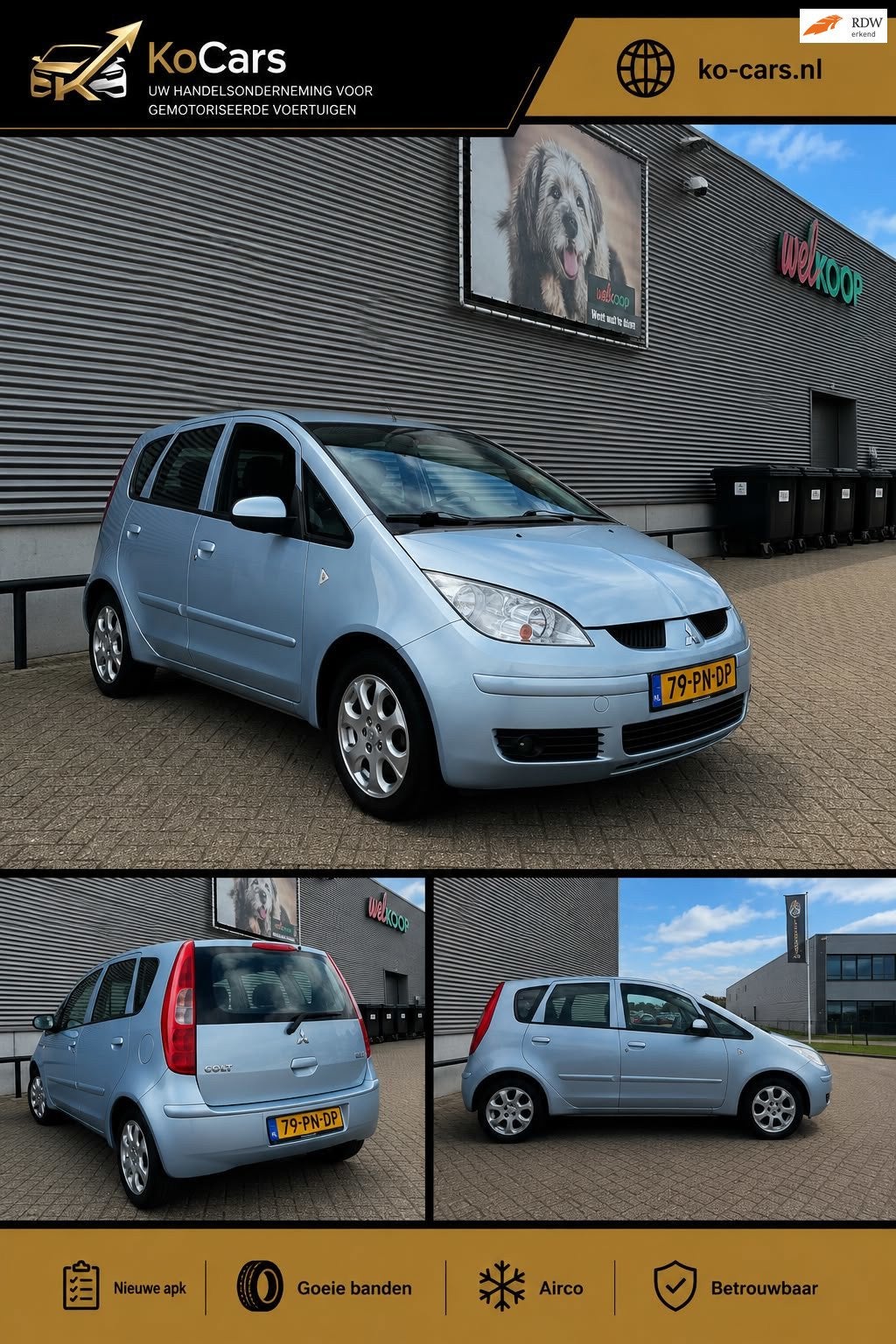 Mitsubishi Colt / Nwe Apk / Airco / Plus Pakket, Auto's, Gebruikt, 31 €/maand, Blauw, Colt